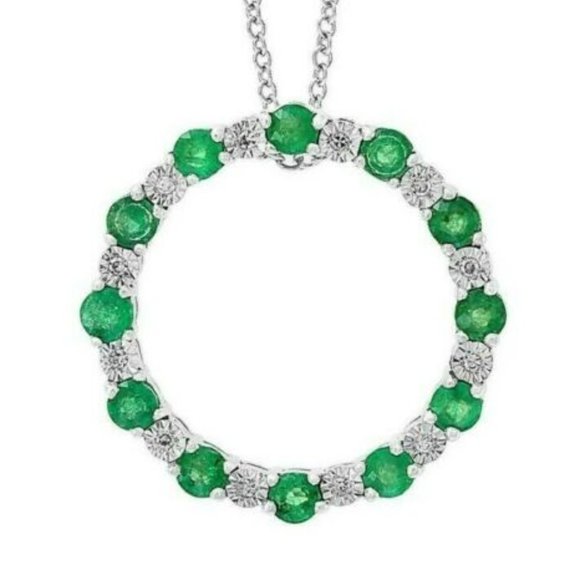 EFFY Emerald Diamond Necklace / 14K gold / Certificate & Warranty